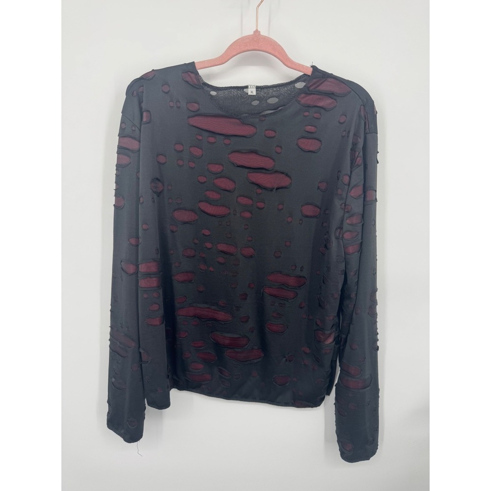 NWOT Men's Spirit‎ Halloween T-Shirt XL Black Red Costume Distressed Crew Neck